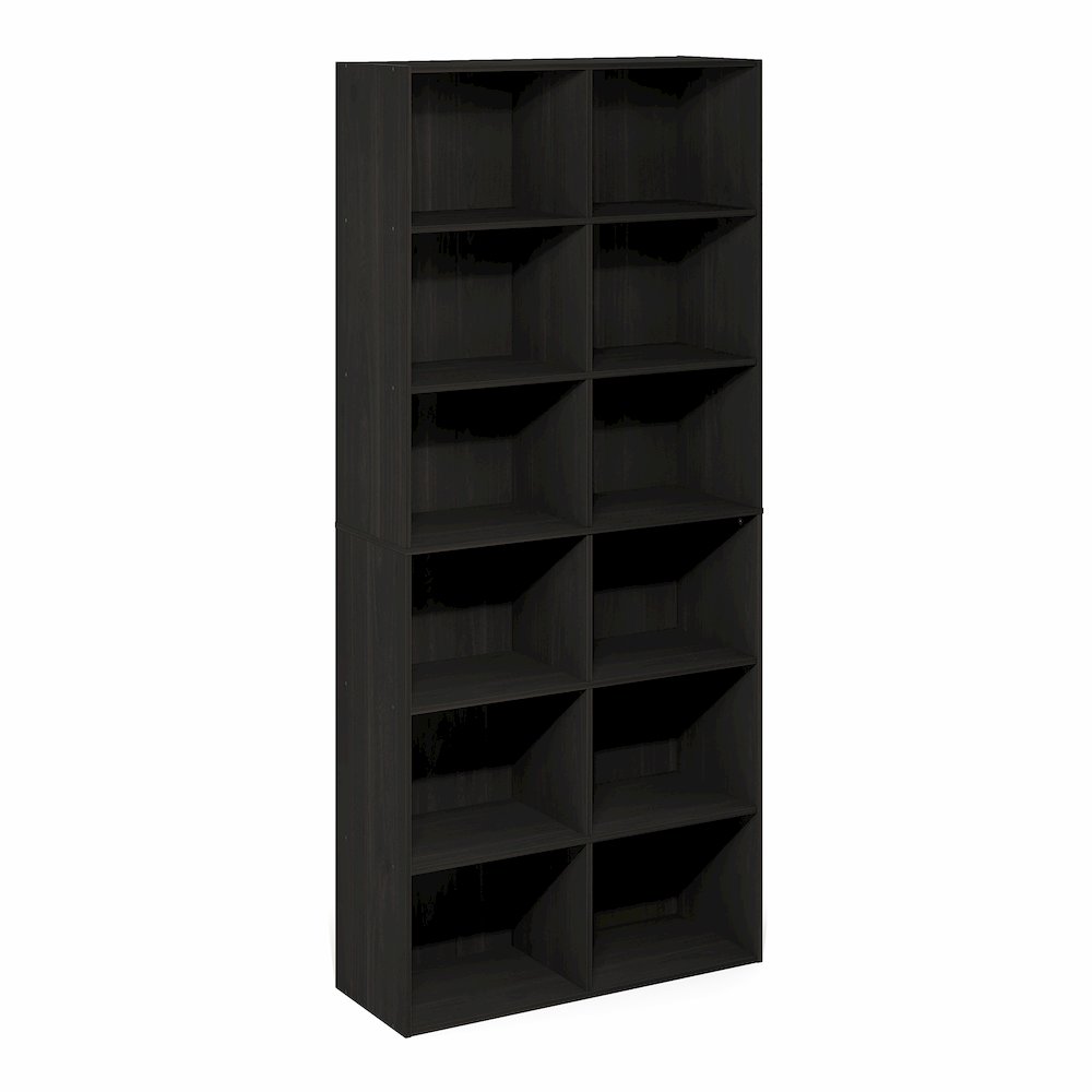 Basic 12-Cube Open Shelf Bookcase, Bookshelf, Storage Organizer, Espresso. Picture 2