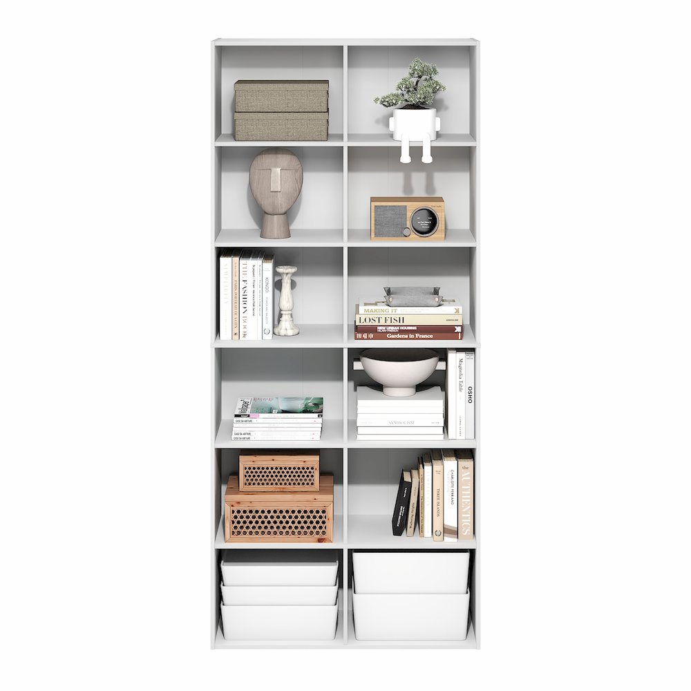 12-Cube Bookshelf, Open Shelf Bookcase, Cube Storage Organizer, Plain White. Picture 6