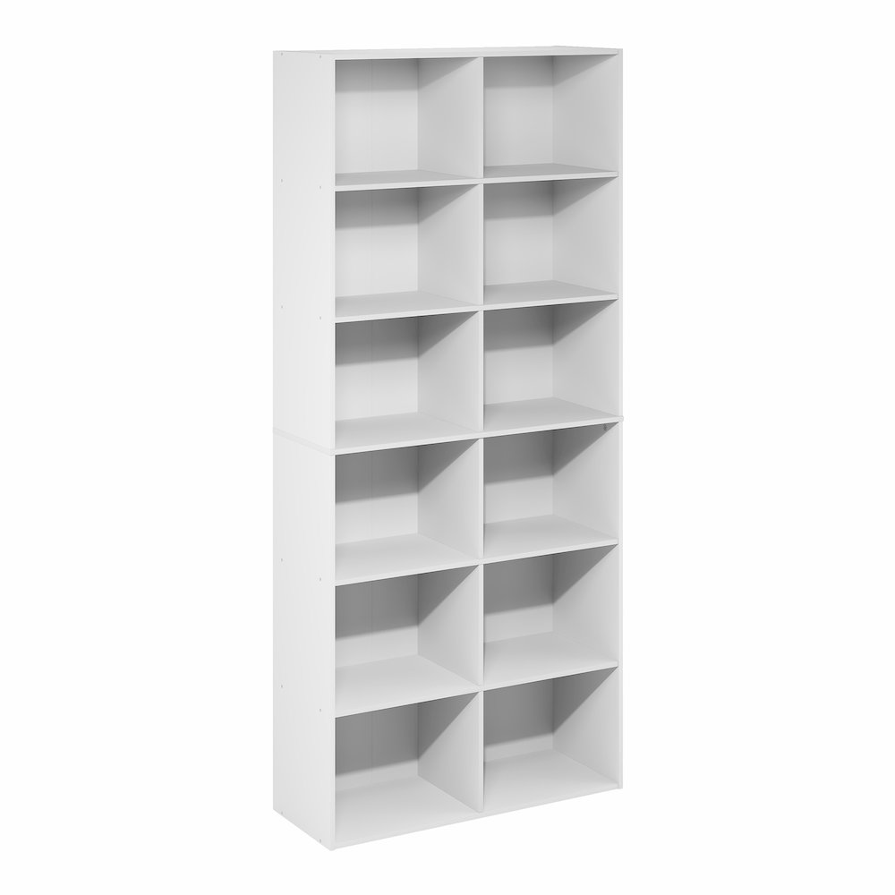 12-Cube Bookshelf, Open Shelf Bookcase, Cube Storage Organizer, Plain White. Picture 2