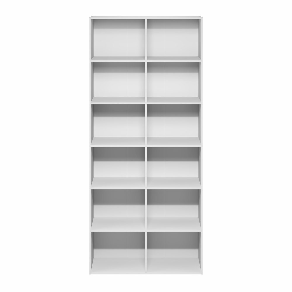 12-Cube Bookshelf, Open Shelf Bookcase, Cube Storage Organizer, Plain White. Picture 1