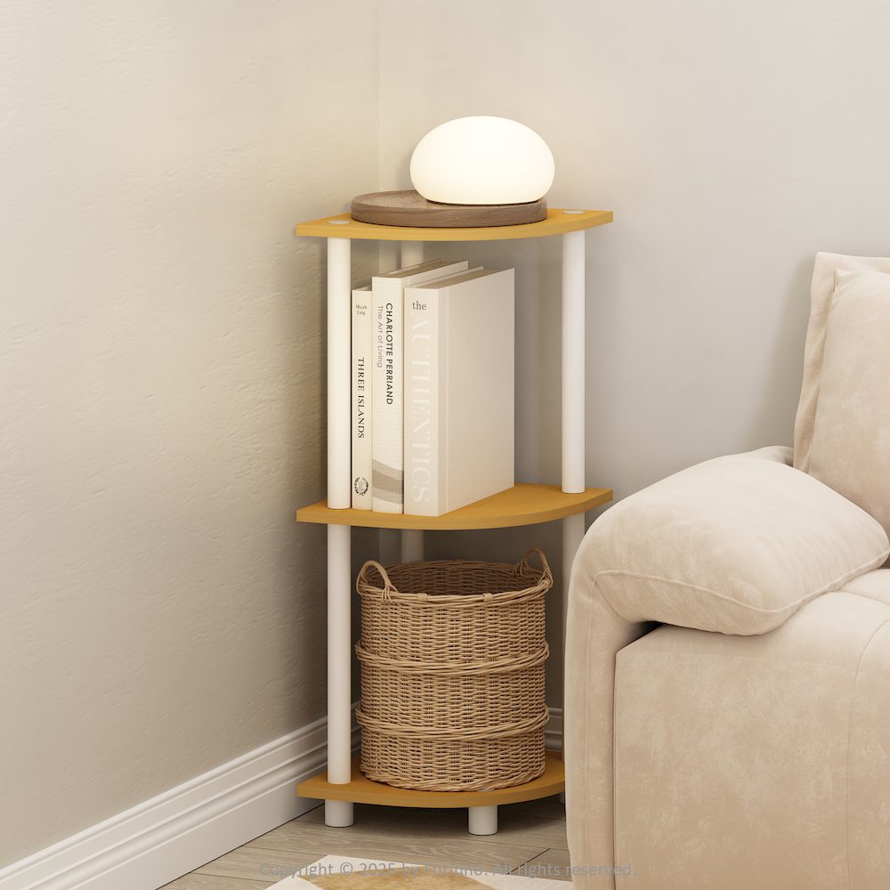 Turn-N-Tube 3-Tier Multipurpose Corner Shelf, Display Shelf, Beech/White. Picture 2
