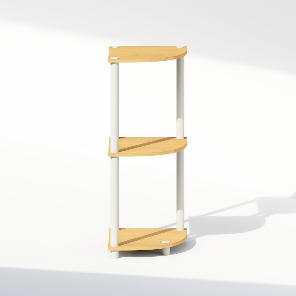 Turn-N-Tube 3-Tier Multipurpose Corner Shelf, Display Shelf, Beech/White. Picture 4