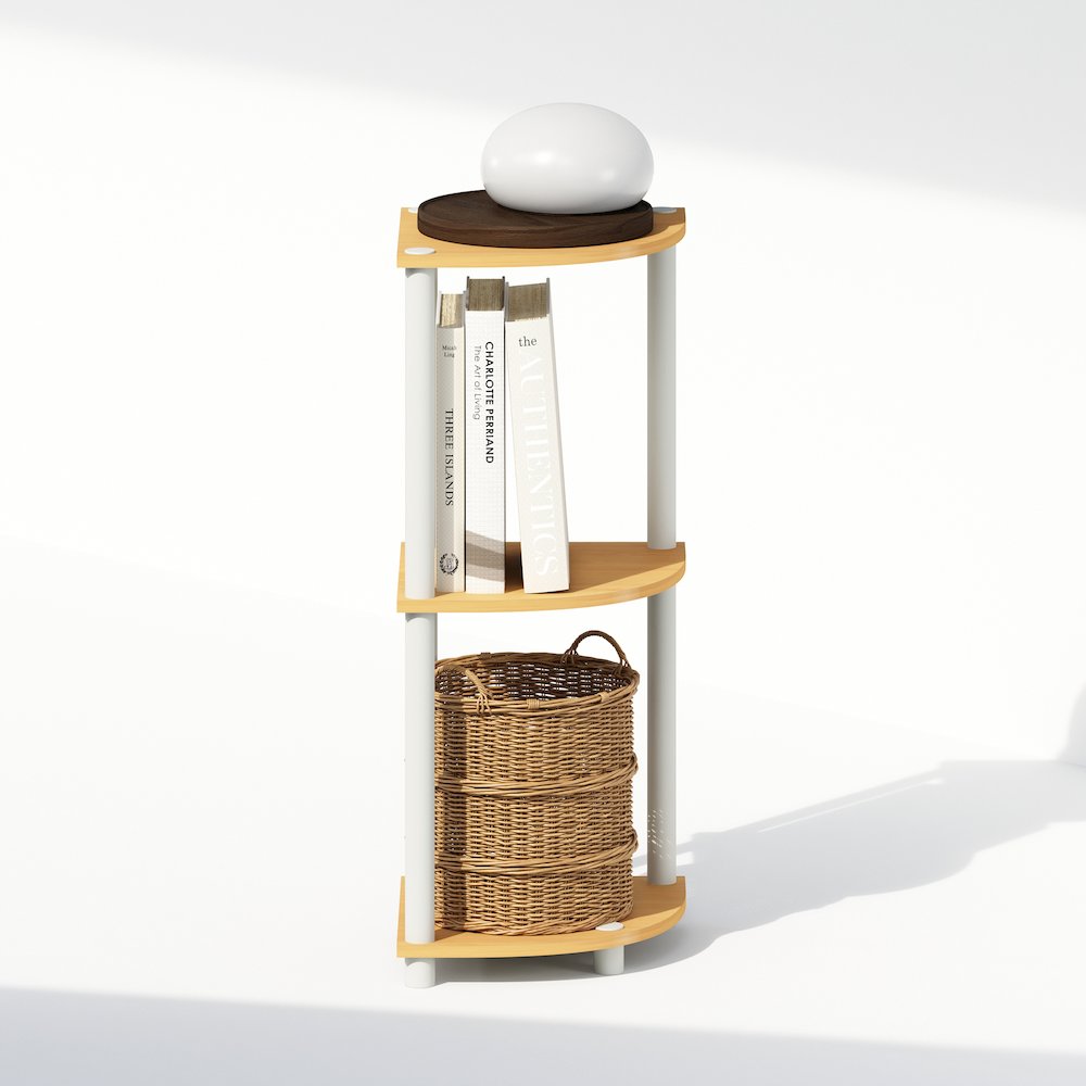 Turn-N-Tube 3-Tier Multipurpose Corner Shelf, Display Shelf, Beech/White. Picture 6