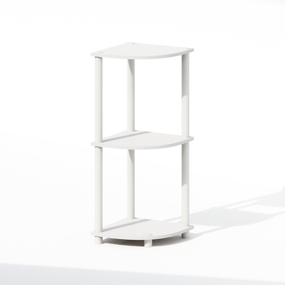 Turn-N-Tube 3-Tier Multipurpose Corner Shelf, Display Shelf, White/White. Picture 1