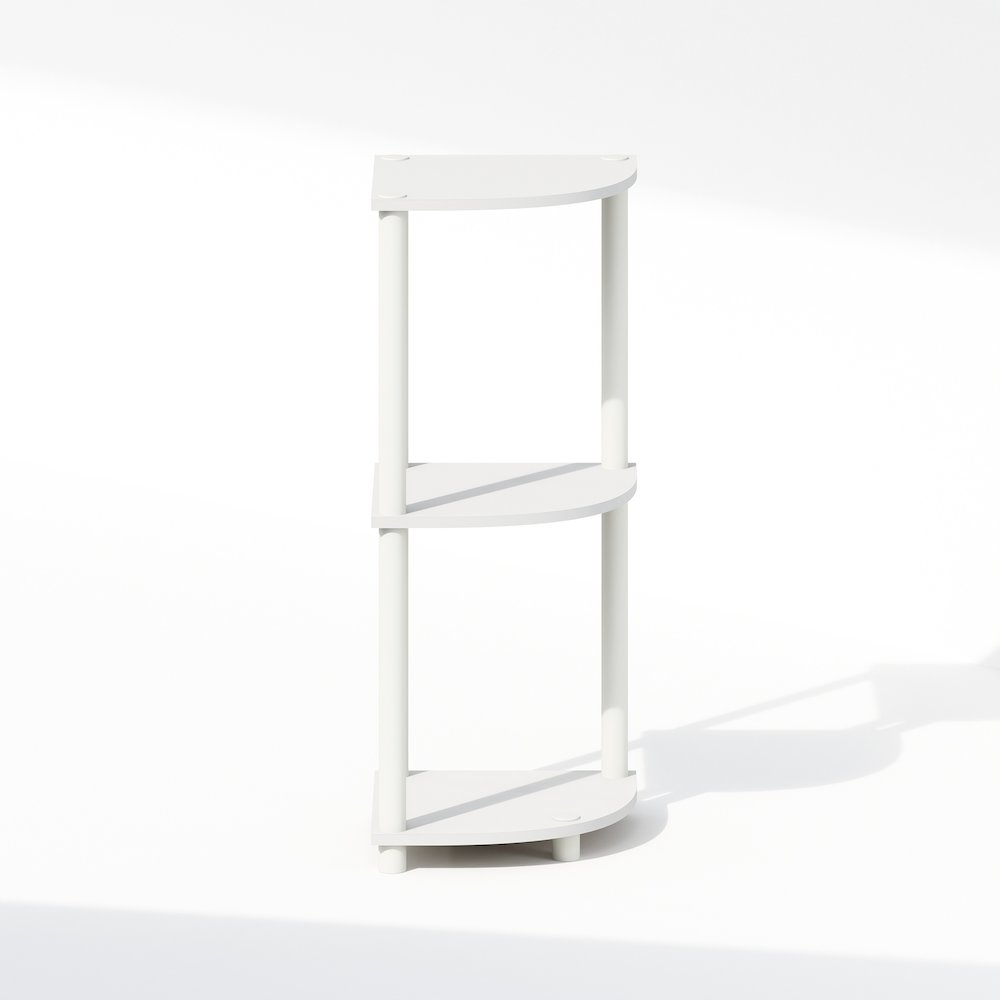 Turn-N-Tube 3-Tier Multipurpose Corner Shelf, Display Shelf, White/White. Picture 4