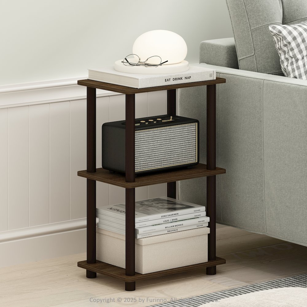 Turn-N-Tube 2-Tier End Table, Side Table, Walnut/Brown. Picture 2