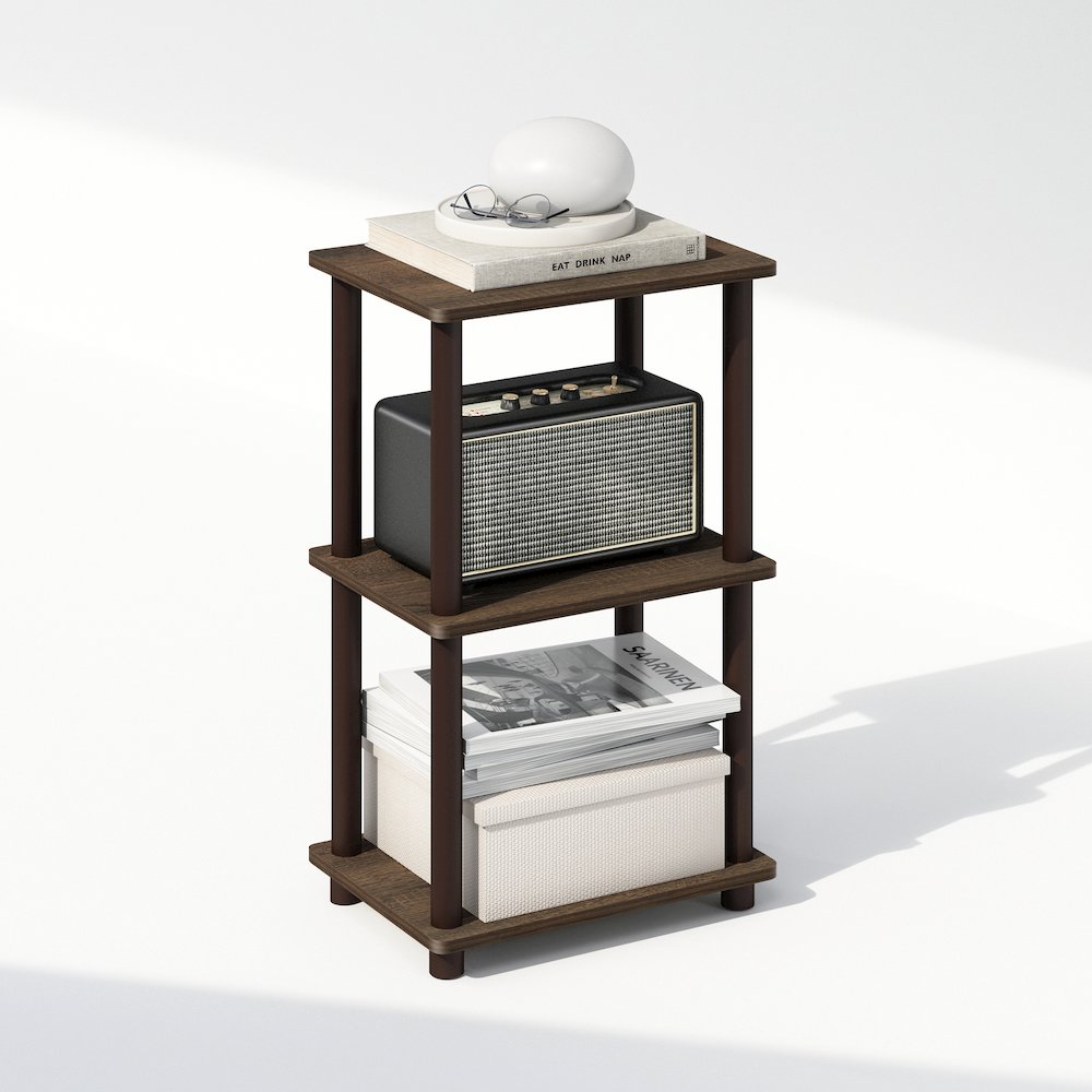 Turn-N-Tube 2-Tier End Table, Side Table, Walnut/Brown. Picture 5