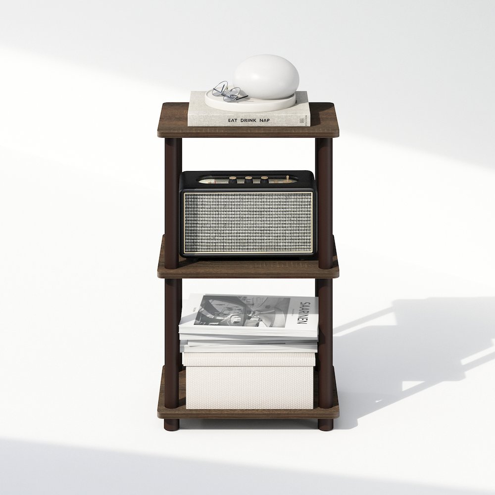 Turn-N-Tube 2-Tier End Table, Side Table, Walnut/Brown. Picture 6
