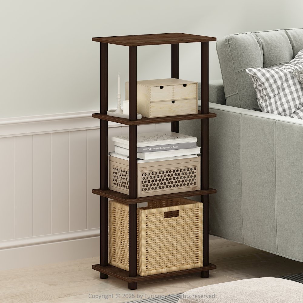 Turn-N-Tube 3-Tier End Table, Side Table, Walnut/Brown. Picture 2