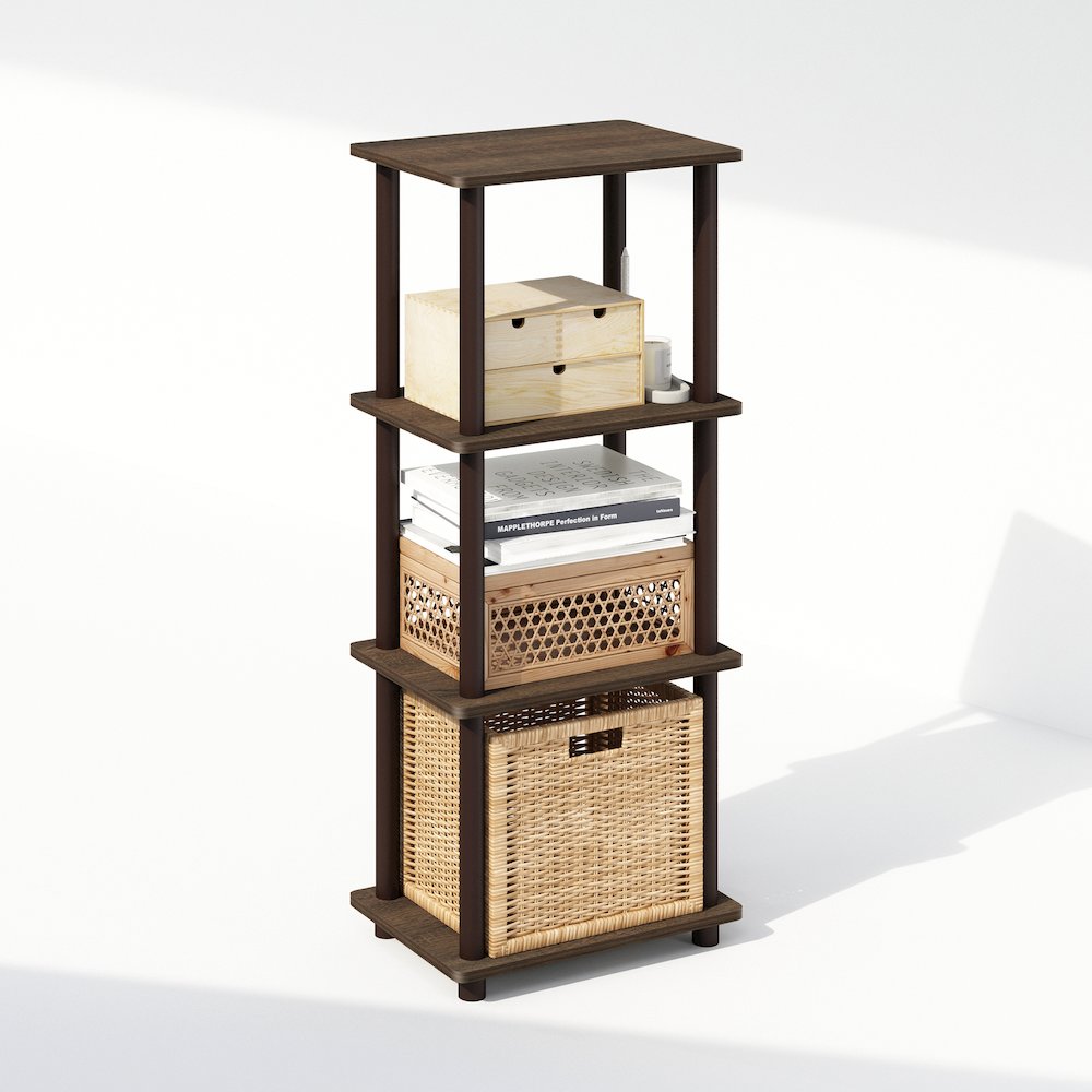 Turn-N-Tube 3-Tier End Table, Side Table, Walnut/Brown. Picture 5