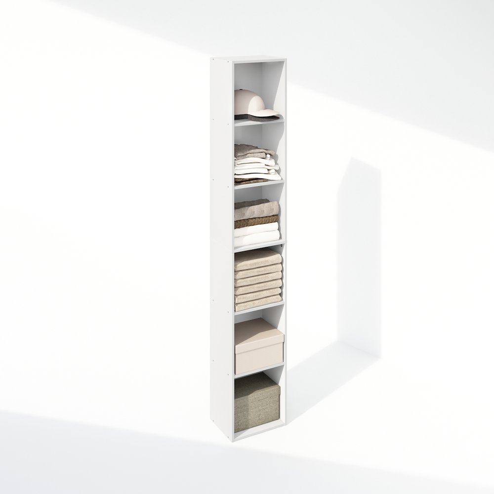 Luder 6-Tier Multipurpose Clothing & Closet Storage Organizer Shelf, White. Picture 5