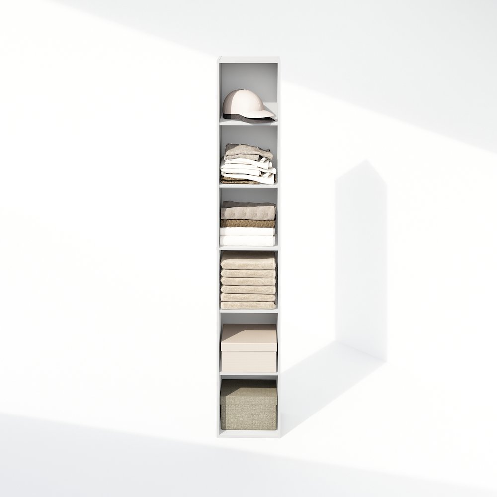 Luder 6-Tier Multipurpose Clothing & Closet Storage Organizer Shelf, White. Picture 6