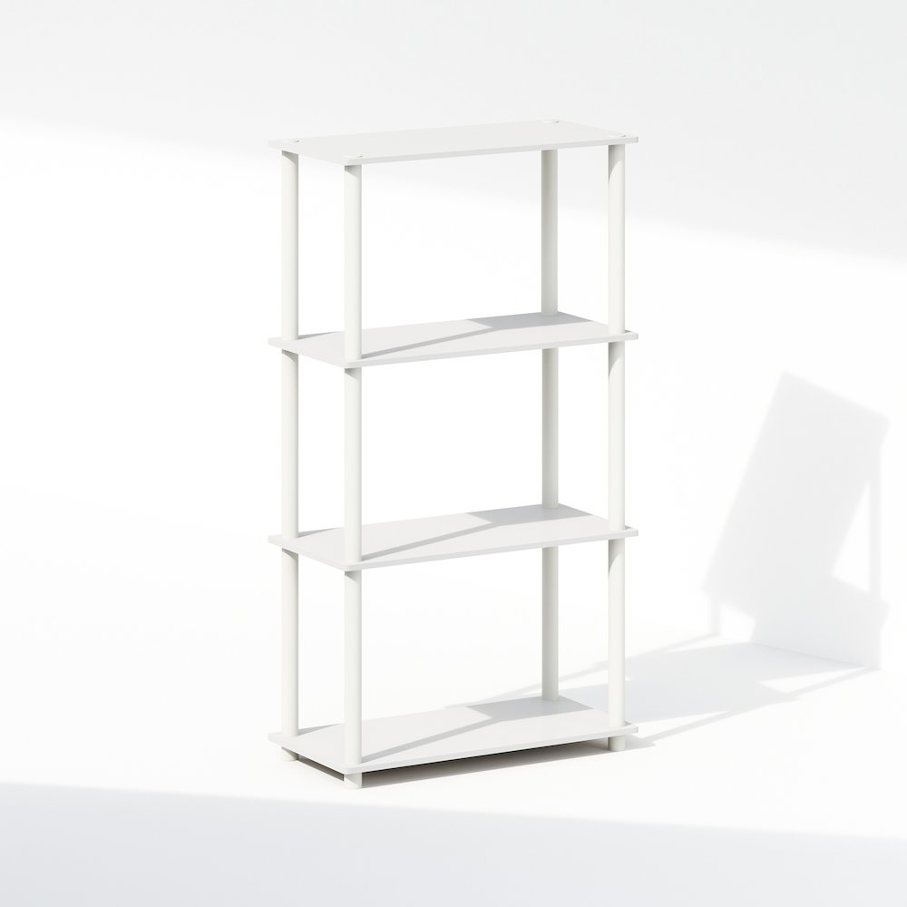 4-Tier Multipurpose Shelf Display Rack, Shelving Unit, Bookcase, White/White. Picture 1