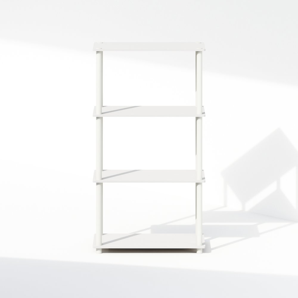 4-Tier Multipurpose Shelf Display Rack, Shelving Unit, Bookcase, White/White. Picture 4