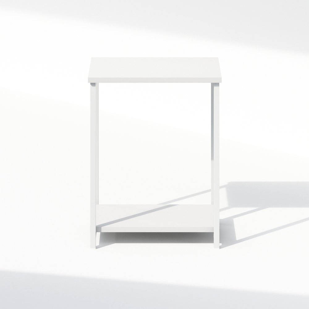 Industrial Metal Frame Nightstand, Bedside Table, 1-Pack, White/White. Picture 4