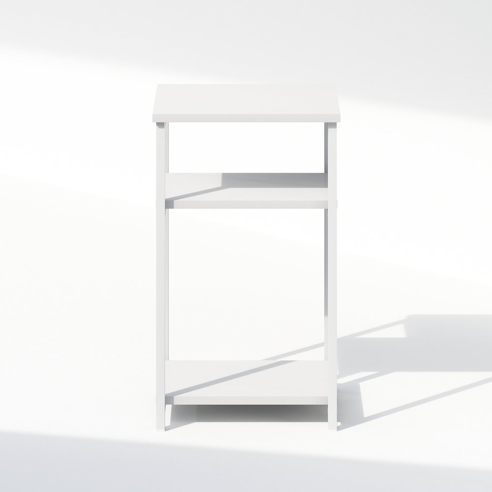 Industrial Metal Frame Nightstand, Bedside Table, 1-Pack, White/White. Picture 4