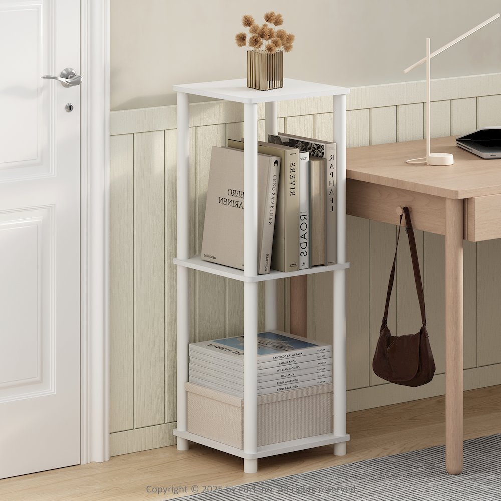 Turn-N-Tube Easy Assembly Stackable Bookcase, Bookshelf, White/White. Picture 2