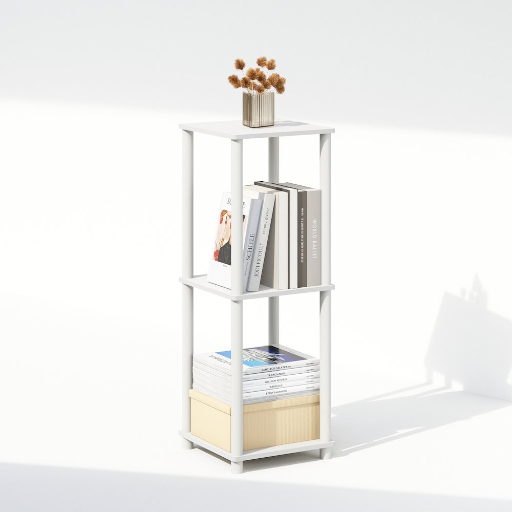 Turn-N-Tube Easy Assembly Stackable Bookcase, Bookshelf, White/White. Picture 5
