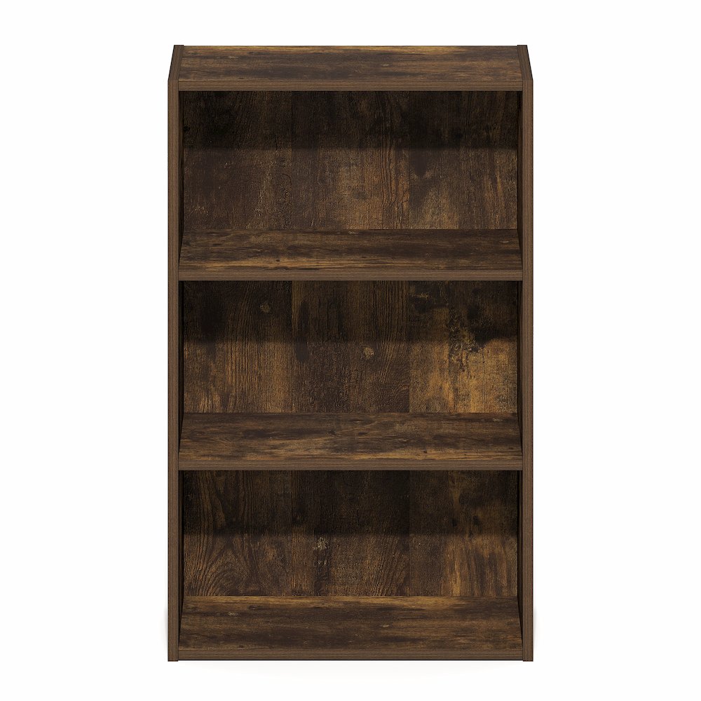 Basic 3-Tier Open Shelf Bookcase, Bookshelf, Storage Organizer, Amber Pine. Picture 2