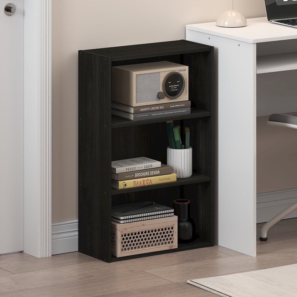 Basic 3-Tier Open Shelf Bookcase, Bookshelf, Storage Organizer, Espresso. Picture 5