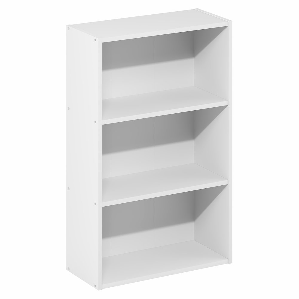 Basic 3-Tier Open Shelf Bookcase, Bookshelf, Storage Organizer, White. Picture 1