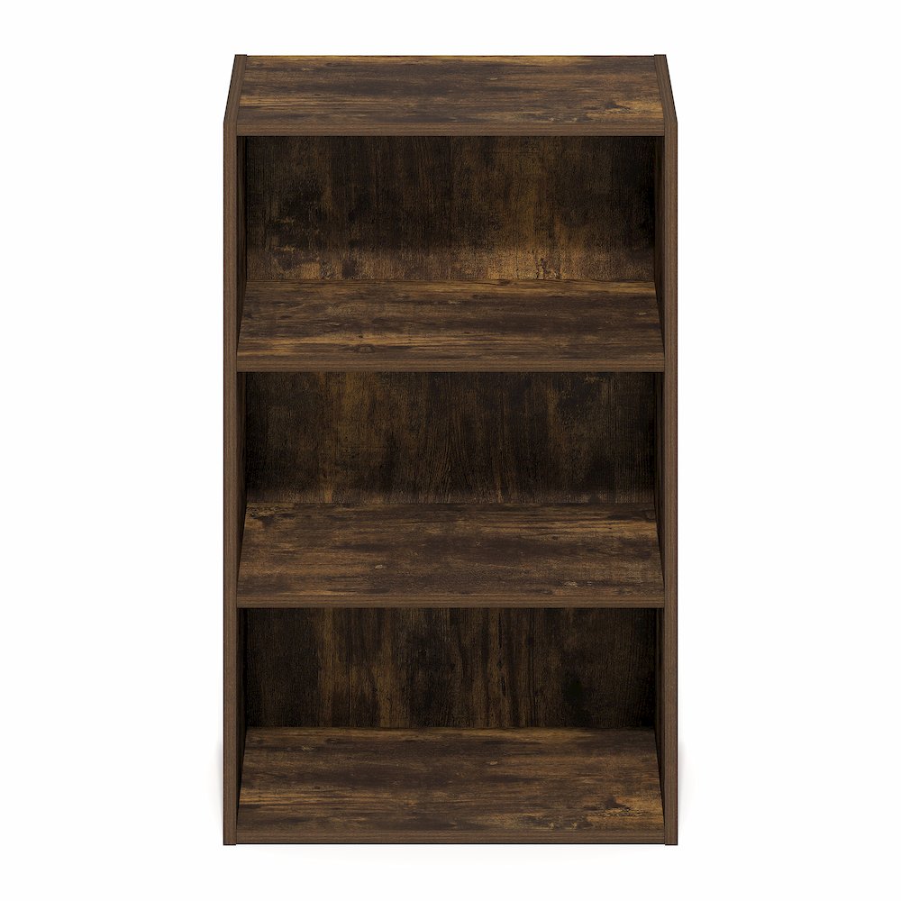 Basic 3-Tier Open Shelf Bookcase, Bookshelf, Storage Organizer, Amber Pine. Picture 2