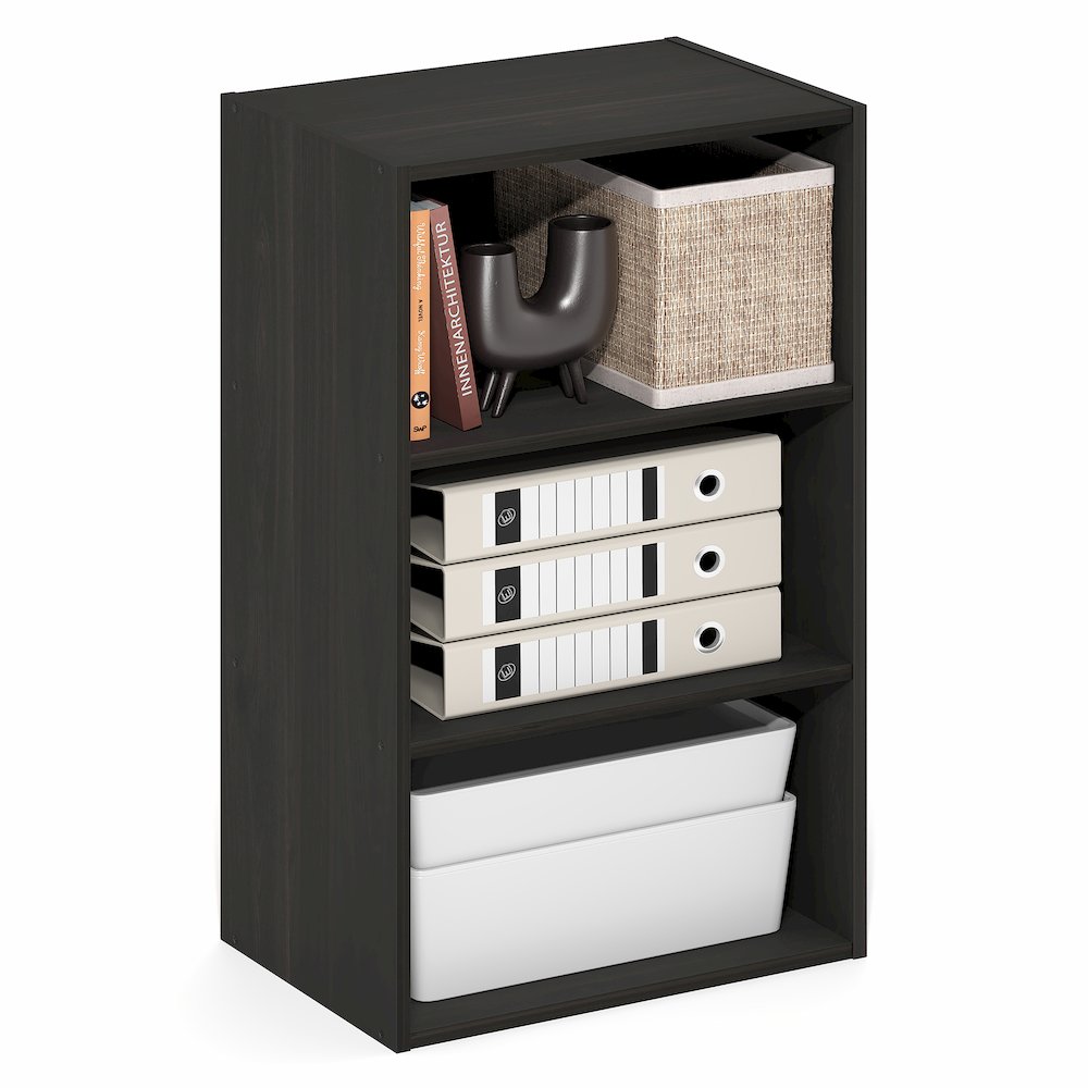 Basic 3-Tier Open Shelf Bookcase, Bookshelf, Storage Organizer, Espresso. Picture 3