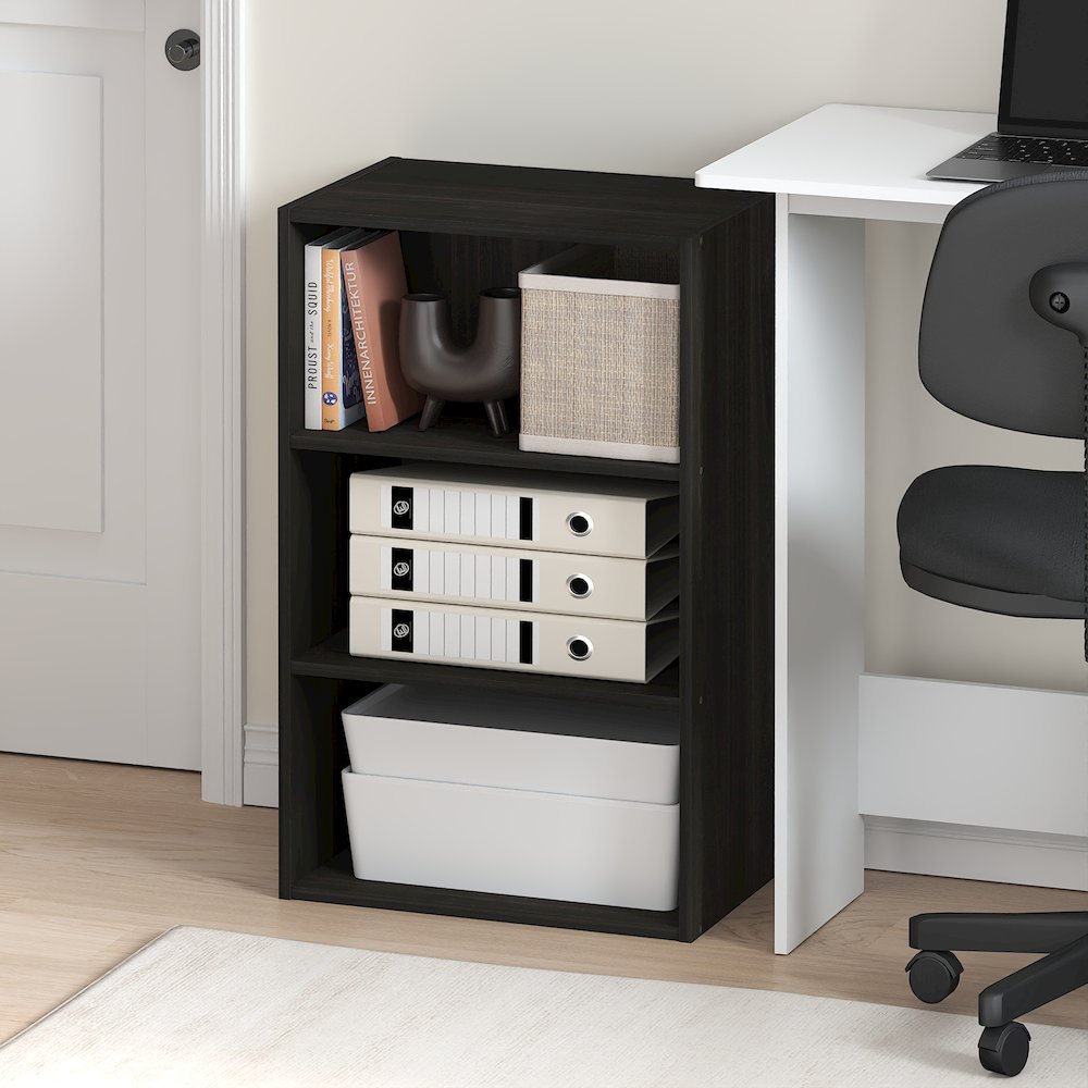 Basic 3-Tier Open Shelf Bookcase, Bookshelf, Storage Organizer, Espresso. Picture 5