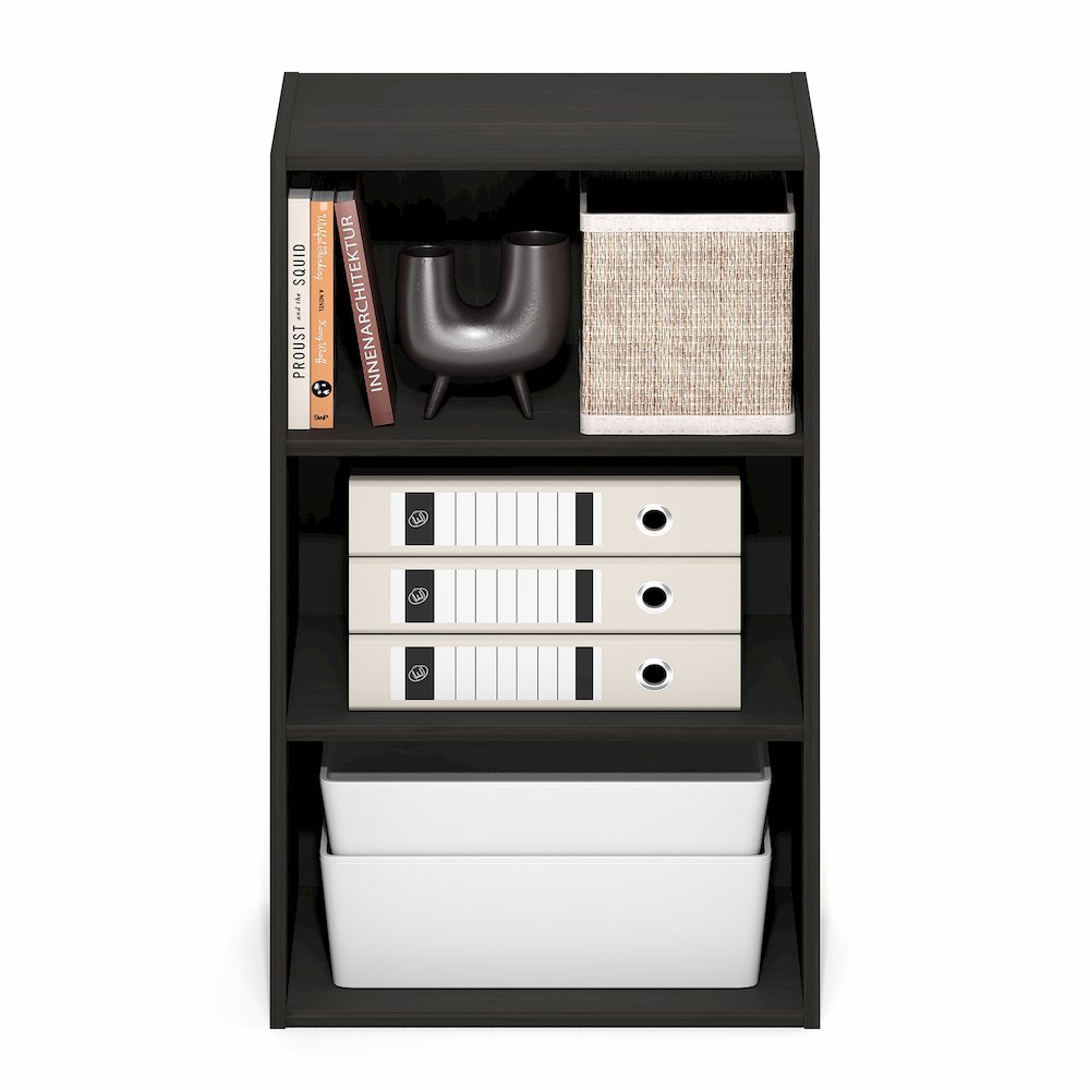Basic 3-Tier Open Shelf Bookcase, Bookshelf, Storage Organizer, Espresso. Picture 4