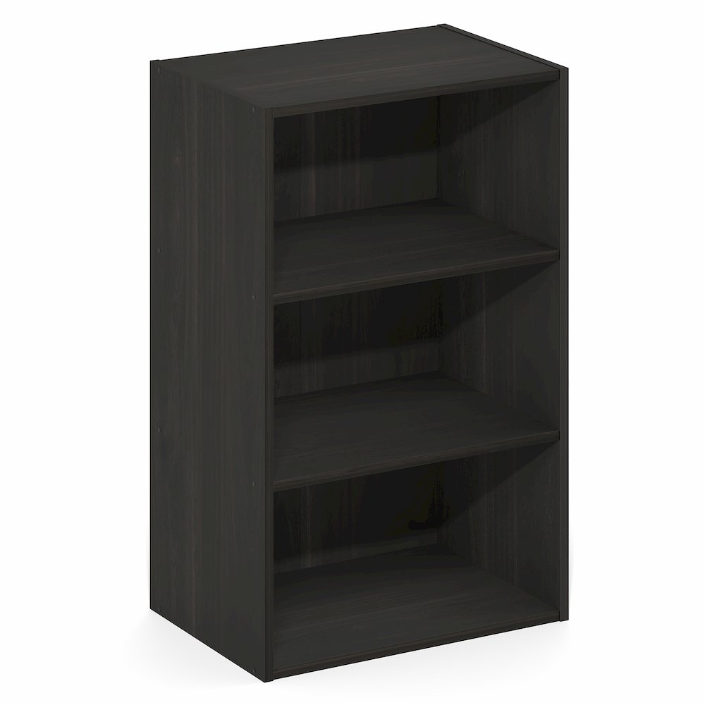 Basic 3-Tier Open Shelf Bookcase, Bookshelf, Storage Organizer, Espresso. Picture 1