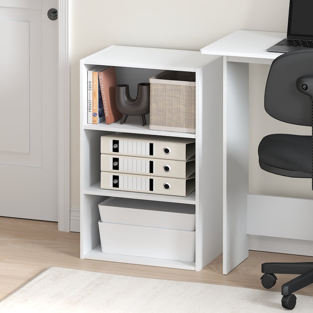 Basic 3-Tier Open Shelf Bookcase, Bookshelf, Storage Organizer, White. Picture 5