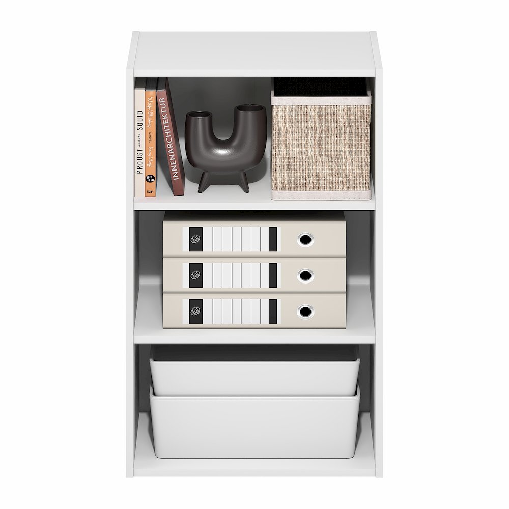 Basic 3-Tier Open Shelf Bookcase, Bookshelf, Storage Organizer, White. Picture 3
