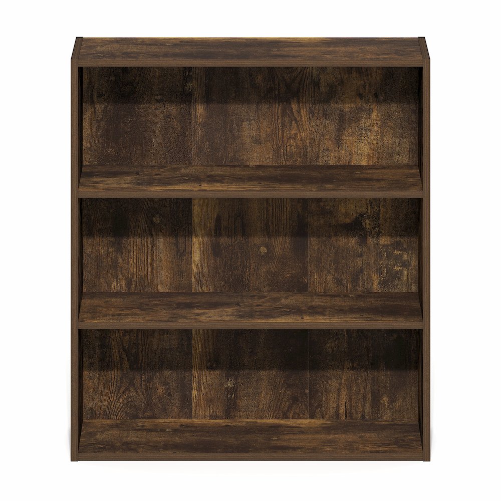 Basic 3-Tier Open Shelf Bookcase, Bookshelf, Storage Organizer, Amber Pine. Picture 2