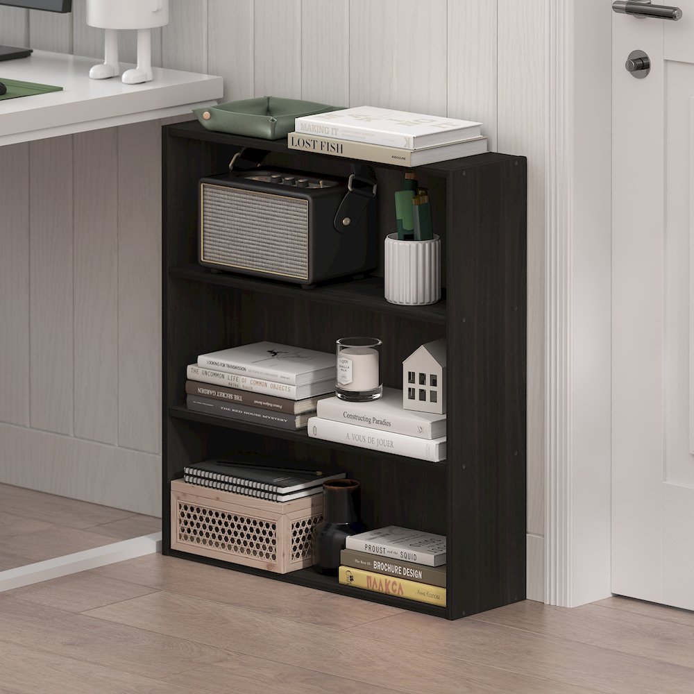 Basic 3-Tier Open Shelf Bookcase, Bookshelf, Storage Organizer, Espresso. Picture 5