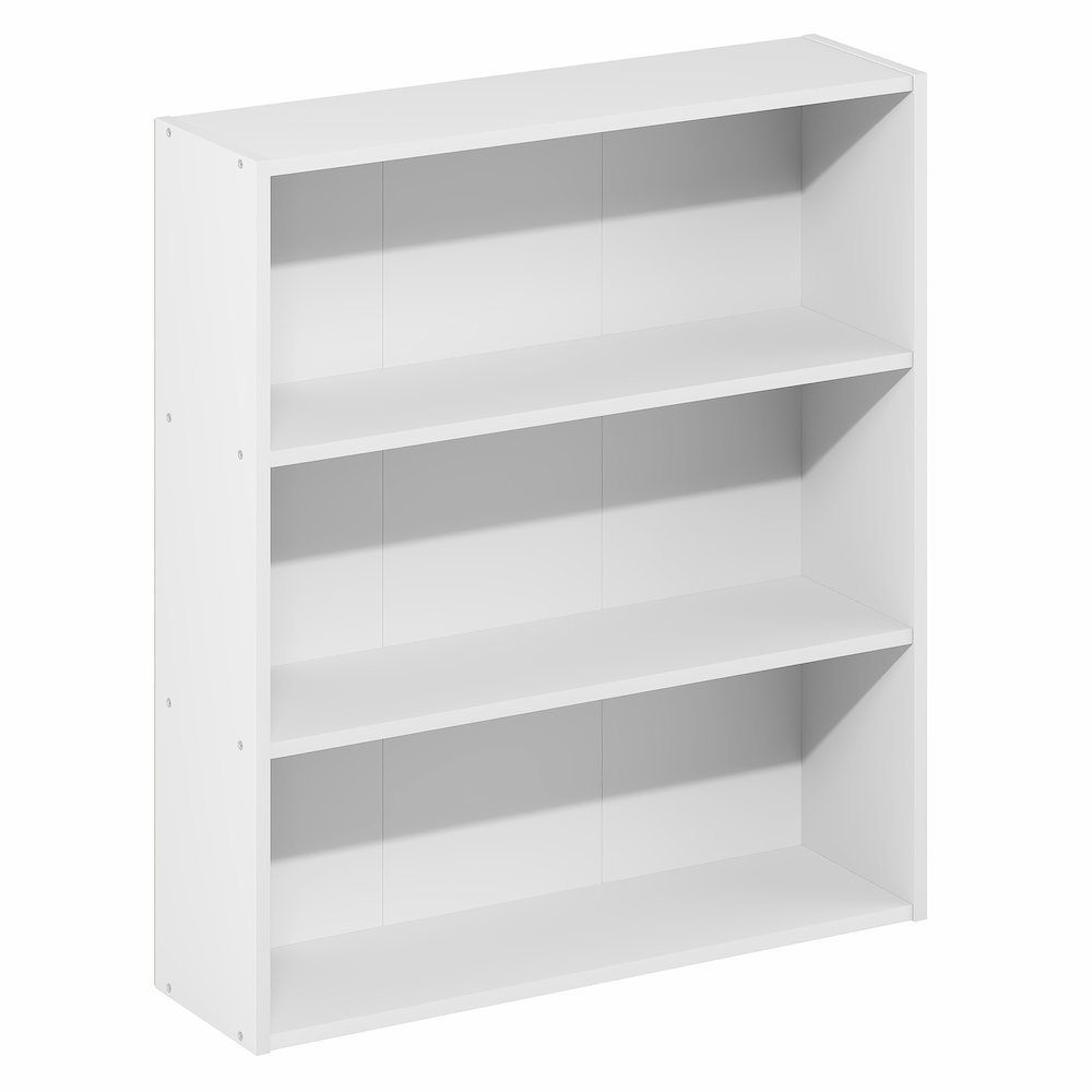 Basic 3-Tier Open Shelf Bookcase, Bookshelf, Storage Organizer, White. Picture 1
