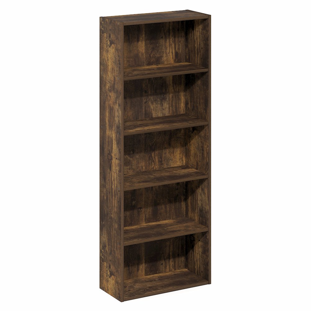 Basic 5-Tier Open Shelf Bookcase, Bookshelf, Storage Organizer, Amber Pine. Picture 1