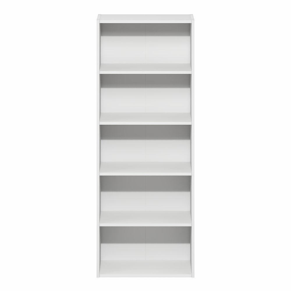 Basic 5-Tier Open Shelf Bookcase, Bookshelf, Storage Organizer, White. Picture 2