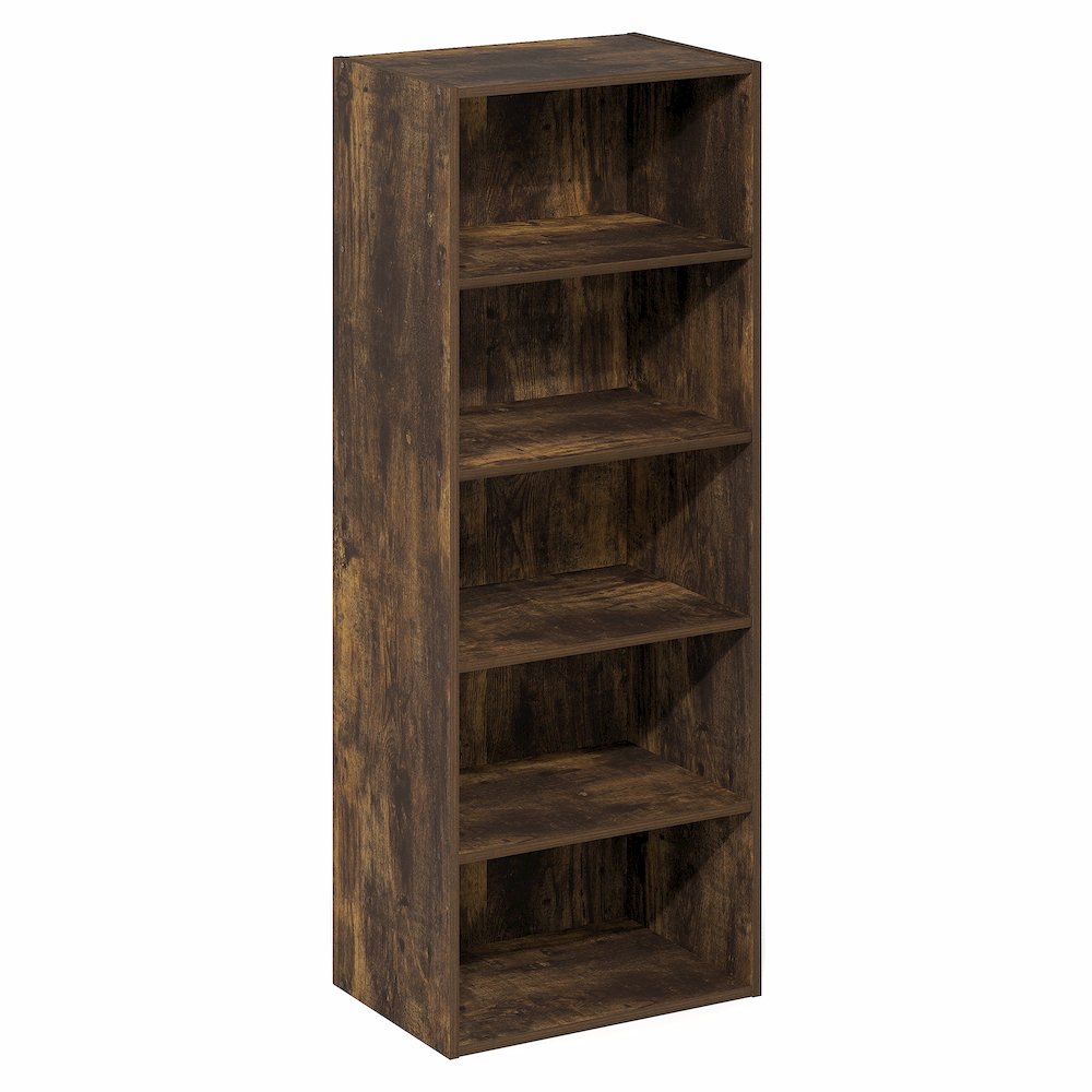 Basic 5-Tier Open Shelf Bookcase, Bookshelf, Storage Organizer, Amber Pine. Picture 1
