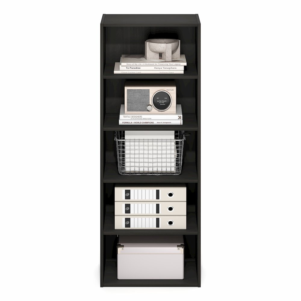 Basic 5-Tier Open Shelf Bookcase, Bookshelf, Storage Organizer, Espresso. Picture 4