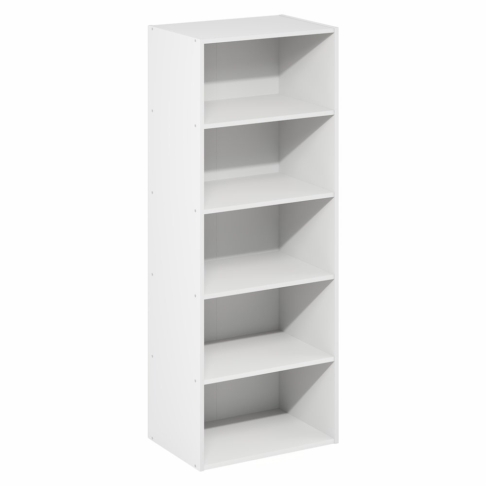 Basic 5-Tier Open Shelf Bookcase, Bookshelf, Storage Organizer, White. Picture 1