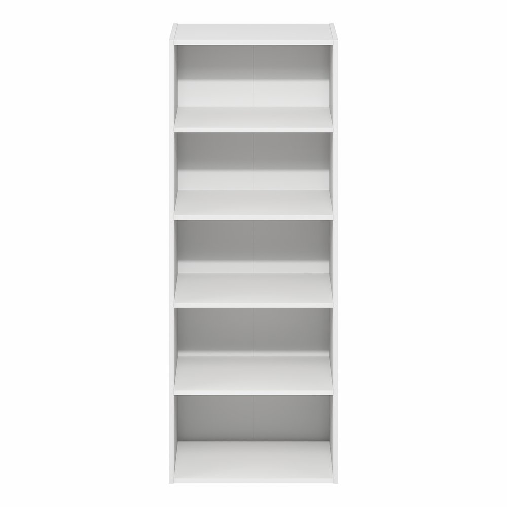 Basic 5-Tier Open Shelf Bookcase, Bookshelf, Storage Organizer, White. Picture 2