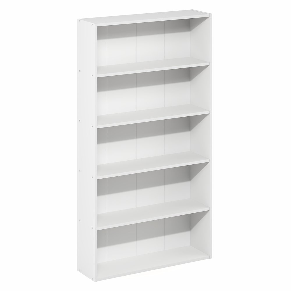 Basic 5-Tier Open Shelf Bookcase, Bookshelf, Storage Organizer, White. Picture 1