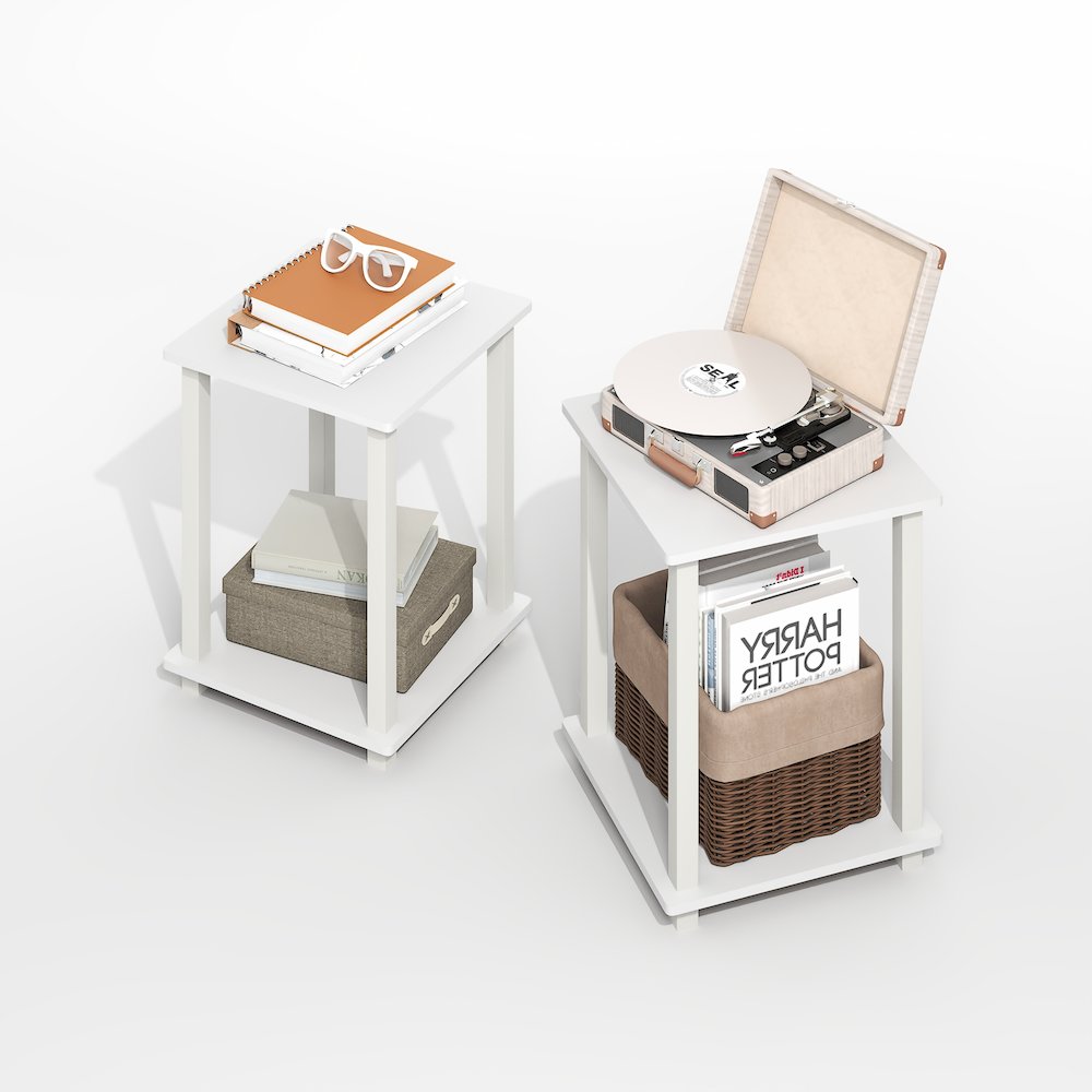 Simplistic End Table, Set of Two, Plain White/White. Picture 3