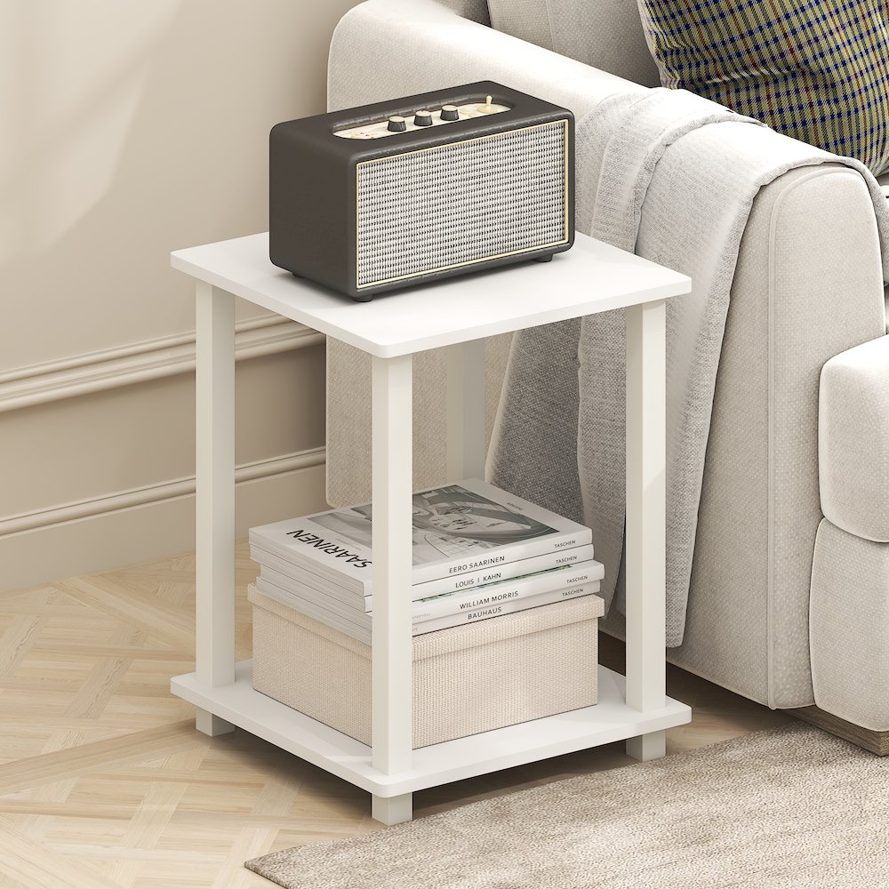 Simplistic End Table, Set of Two, Plain White/White. Picture 5