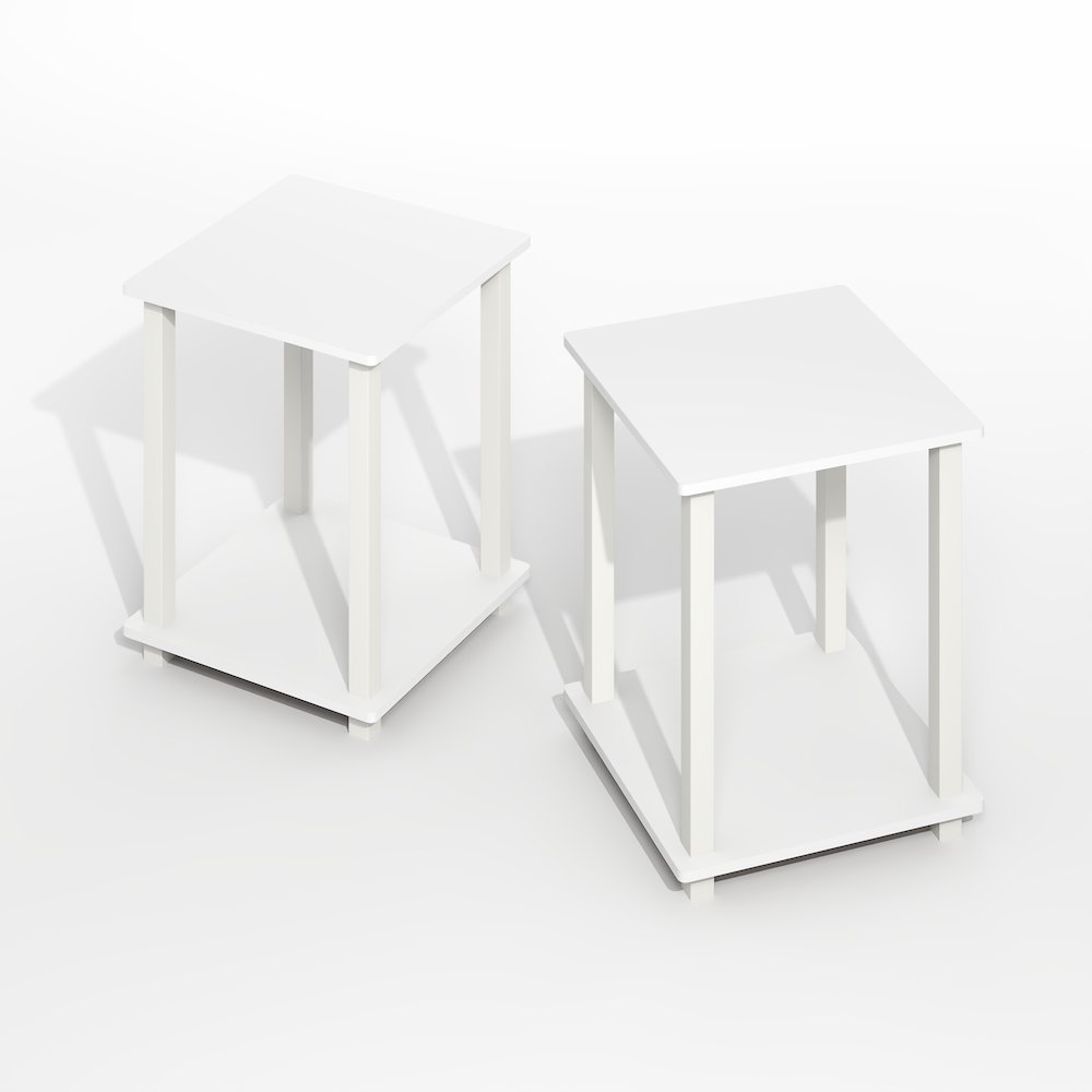 Simplistic End Table, Set of Two, Plain White/White. Picture 1