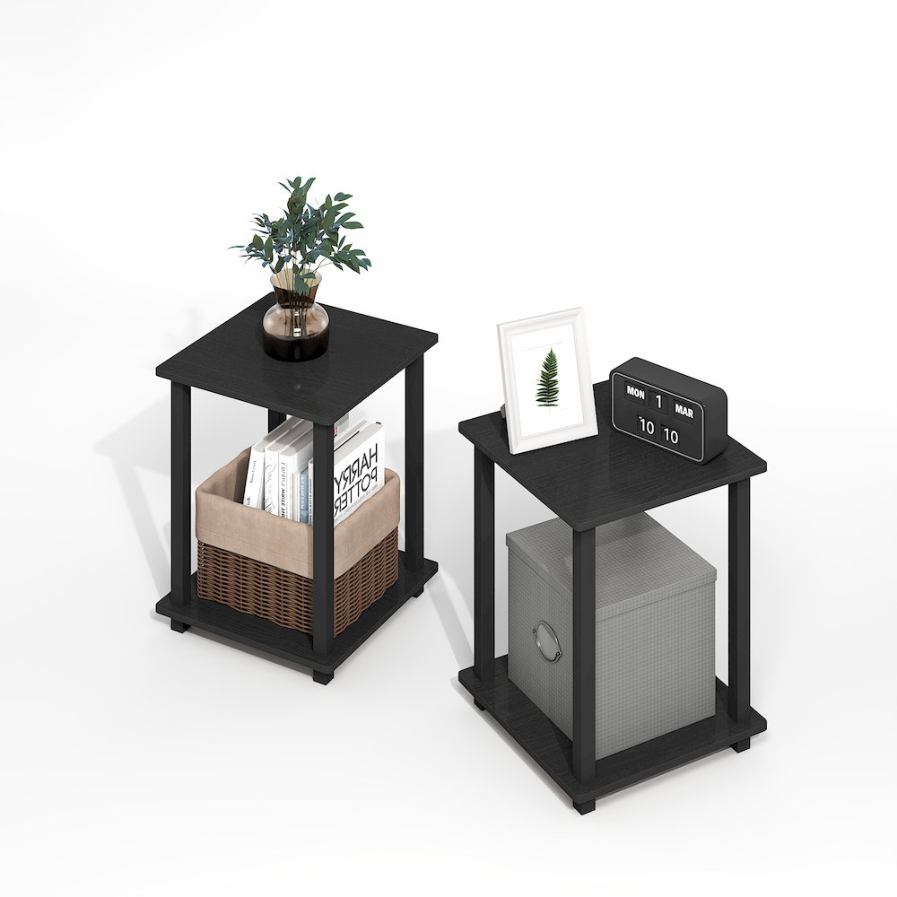 Simplistic End Table, Set of Two, Dark Americano/Black. Picture 3