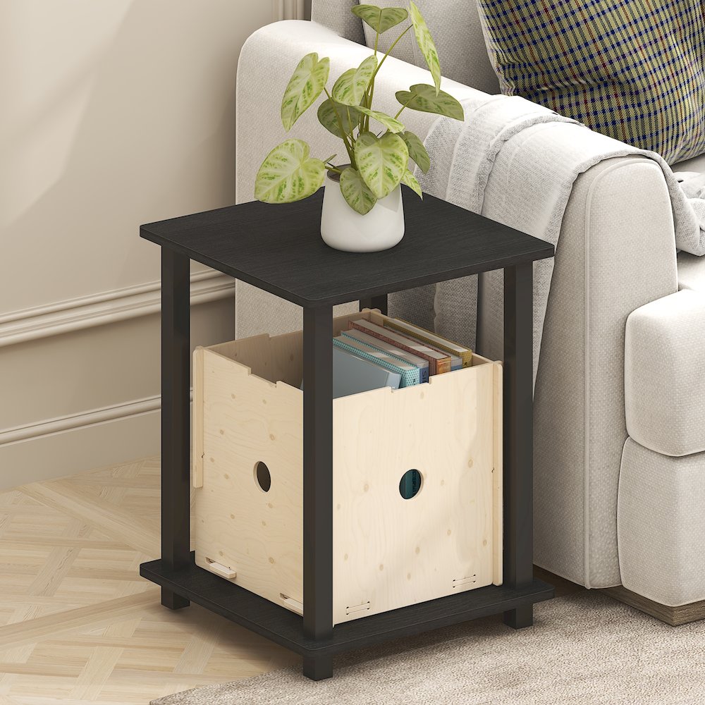 Simplistic End Table, Set of Two, Dark Americano/Black. Picture 5