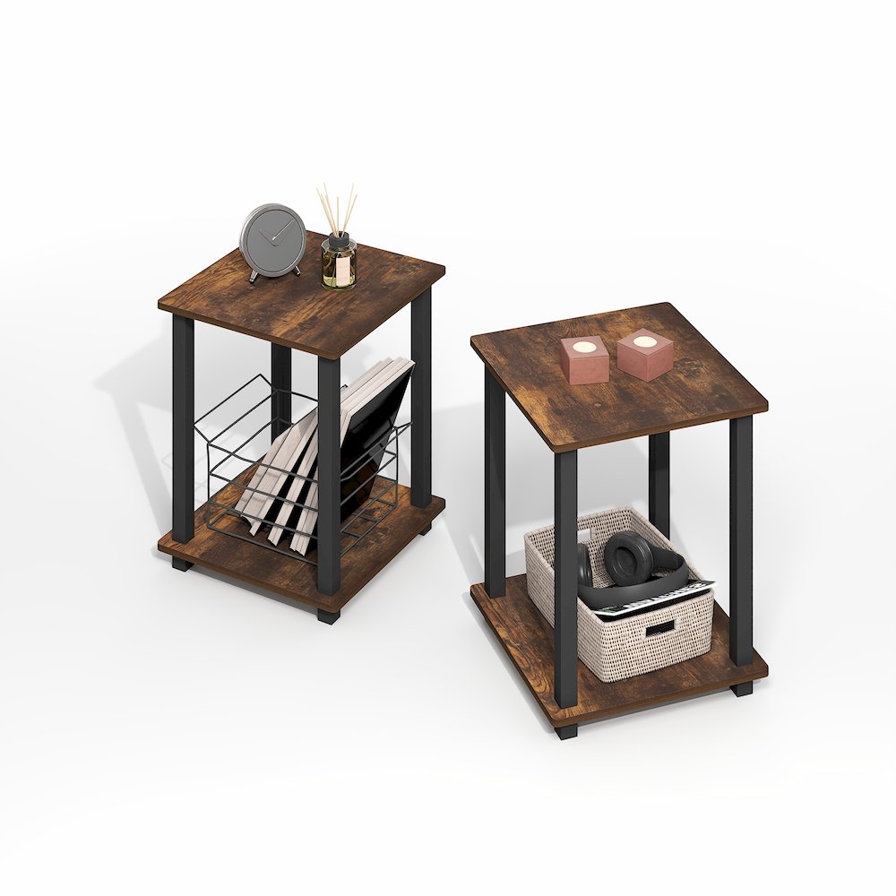 Simplistic End Table, Set of Two, Amber Oak/Black. Picture 3