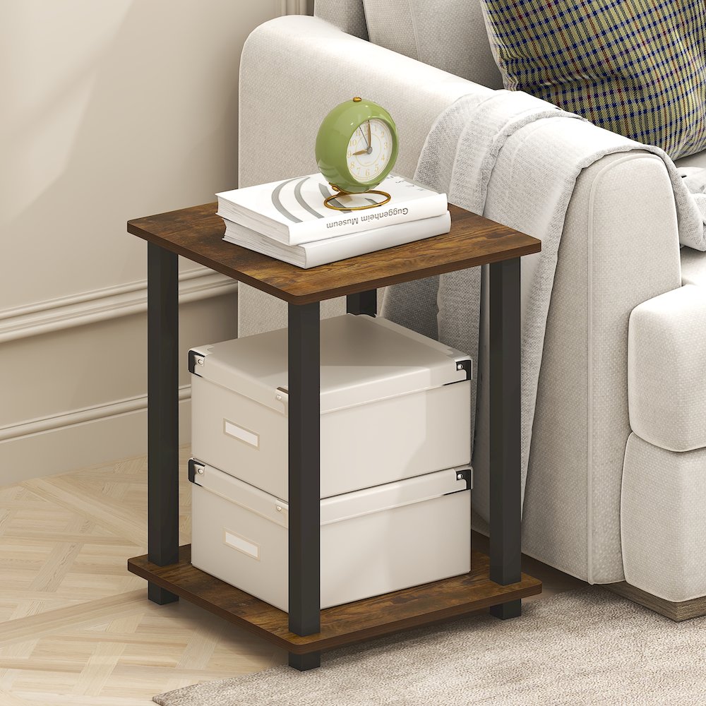 Simplistic End Table, Set of Two, Amber Oak/Black. Picture 5