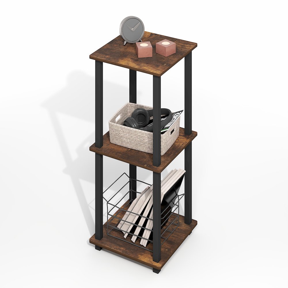Simplistic End Table, Set of Two, Amber Oak/Black. Picture 4